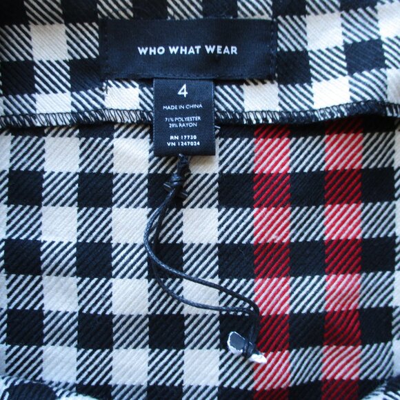 Who What Wear Skirt Womens 4 Black Red Plaid Collegiate Button Wrap Asymmetrical - Picture 4 of 12